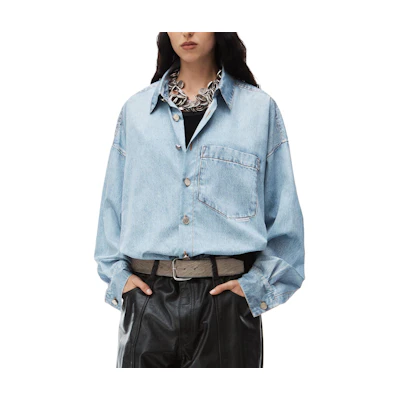 Alexander Wang SS24 Oversized Denim Button-Up Shirt Unisex Blue UWC12416754-87A