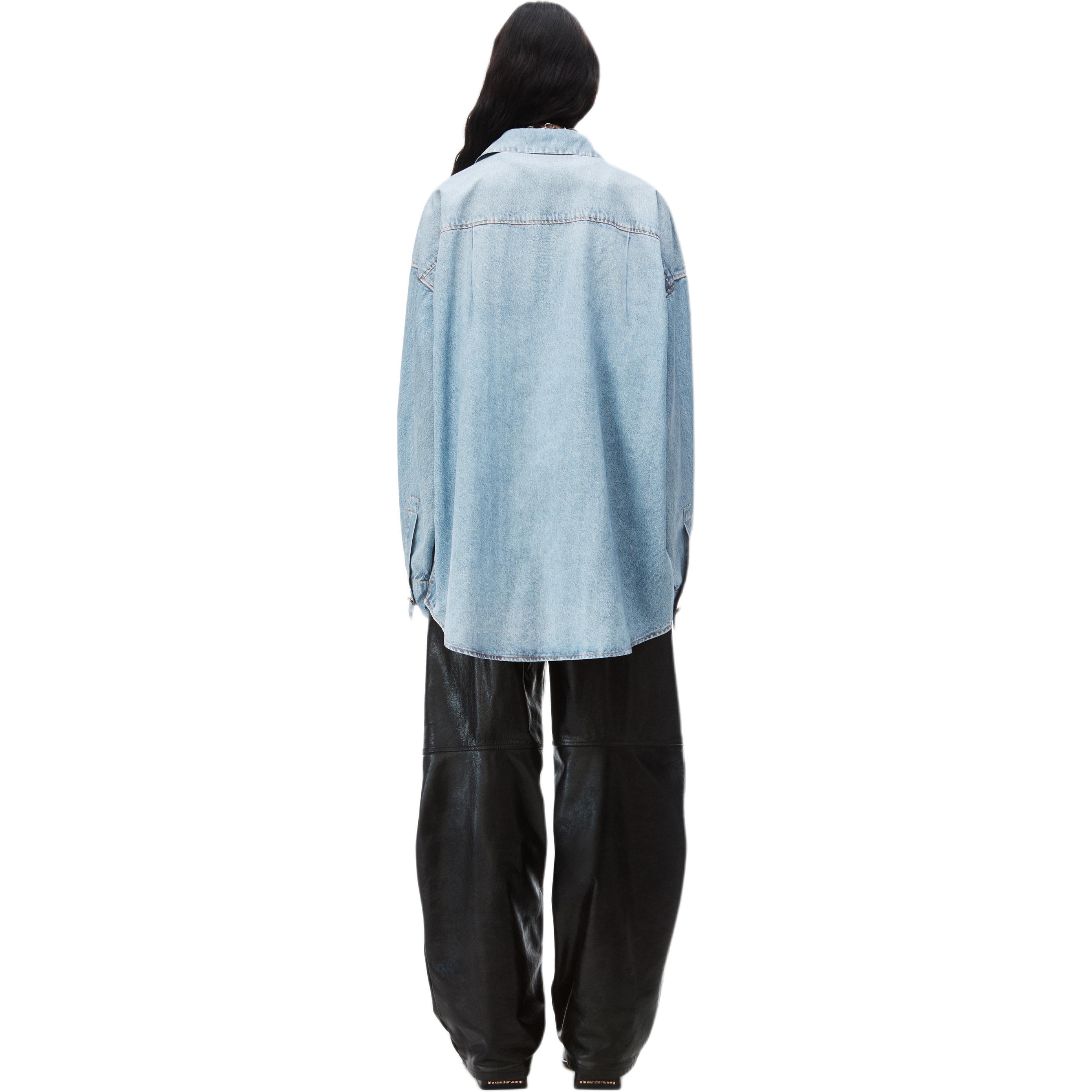 Purchase アレキサンダー ワン SS24 オーバーサイズ デニム ボタンアップシャツ ユニセックス ブルー UWC12416754-87A