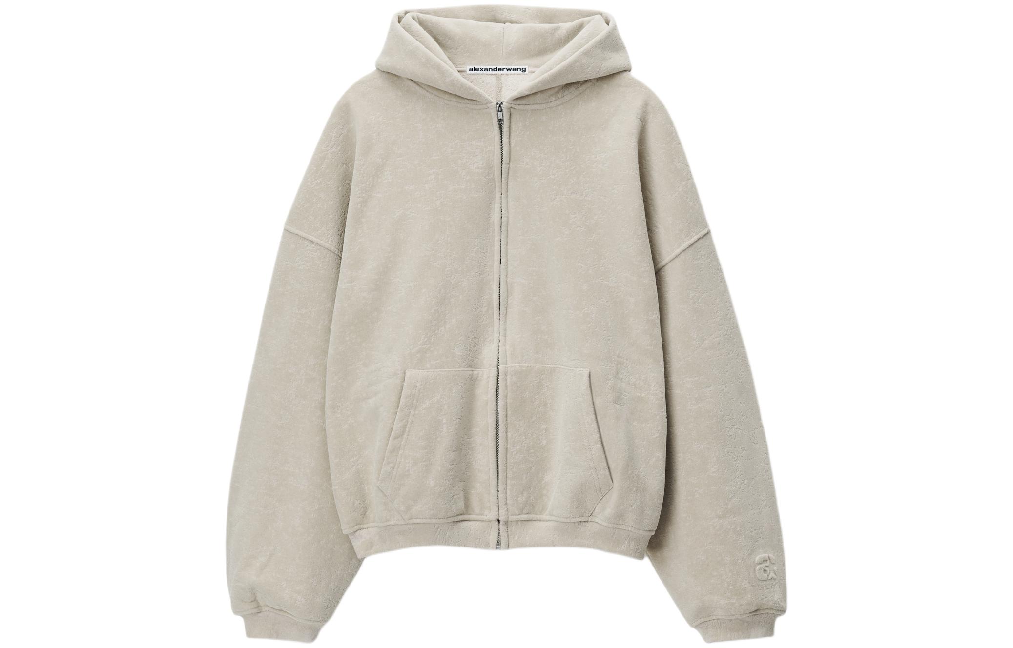 Order Alexander Wang SS24 Oversized Flocked Terry Zip Hoodie Men’s Storm Grey. 6CC1241038-028