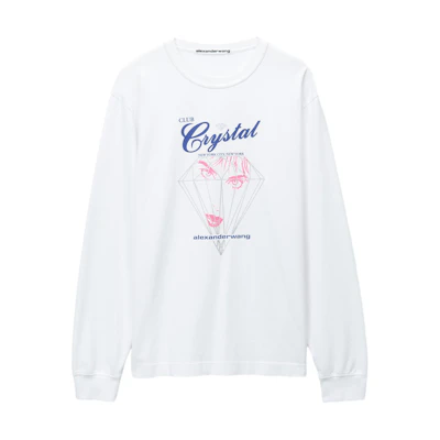 Alexander Wang SS24 Oversized Letter Crewneck Long Sleeve T-Shirt Bright White Unisex UCC1241692-111