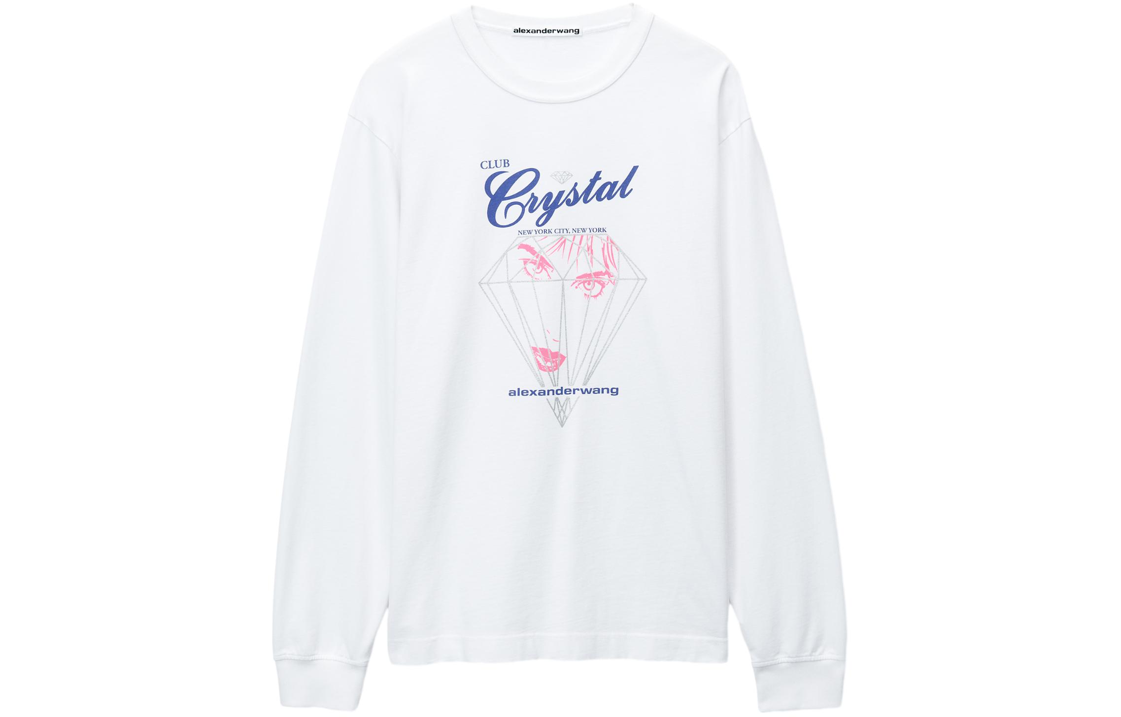 Order Alexander Wang SS24 Oversized Letter Crewneck Long Sleeve T-Shirt Bright White Unisex UCC1241692-111