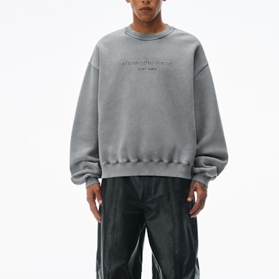 Alexander Wang SS24 字母印花寬鬆中性灰色圓領衫 UCC22416960-37A Lookbook Alexander Wang SS24 字母印花寬鬆中性灰色圓領衫 UCC22416960-37A