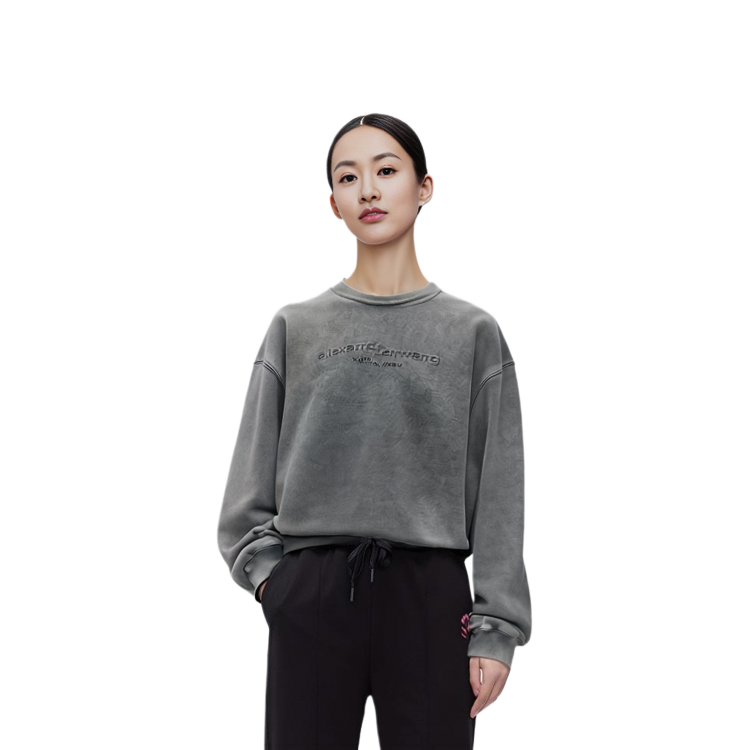 Details for Alexander Wang SS24 字母印花寬鬆中性灰色圓領衫 UCC22416960-37A