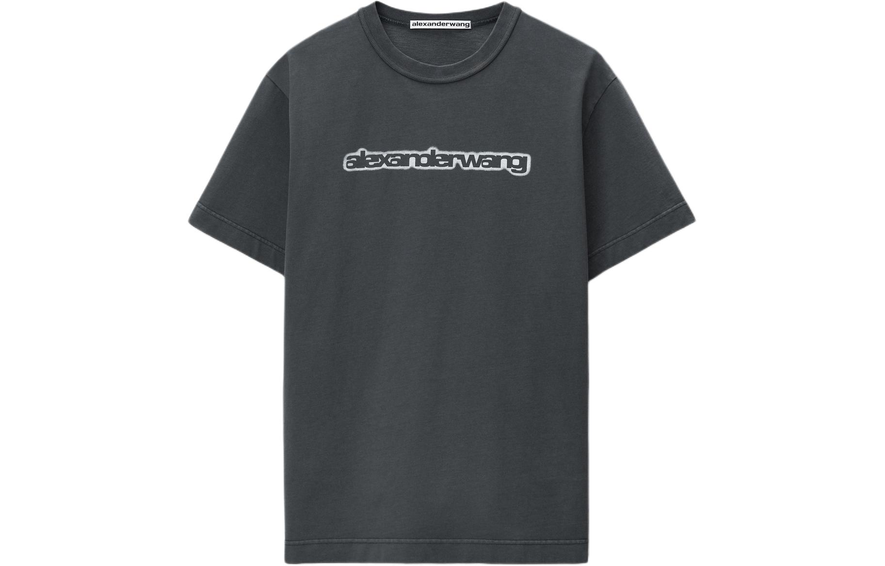 Alexander Wang SS24 Oversized Logo Crewneck T-Shirt Unisex - Dark Grey UCC2241692013A