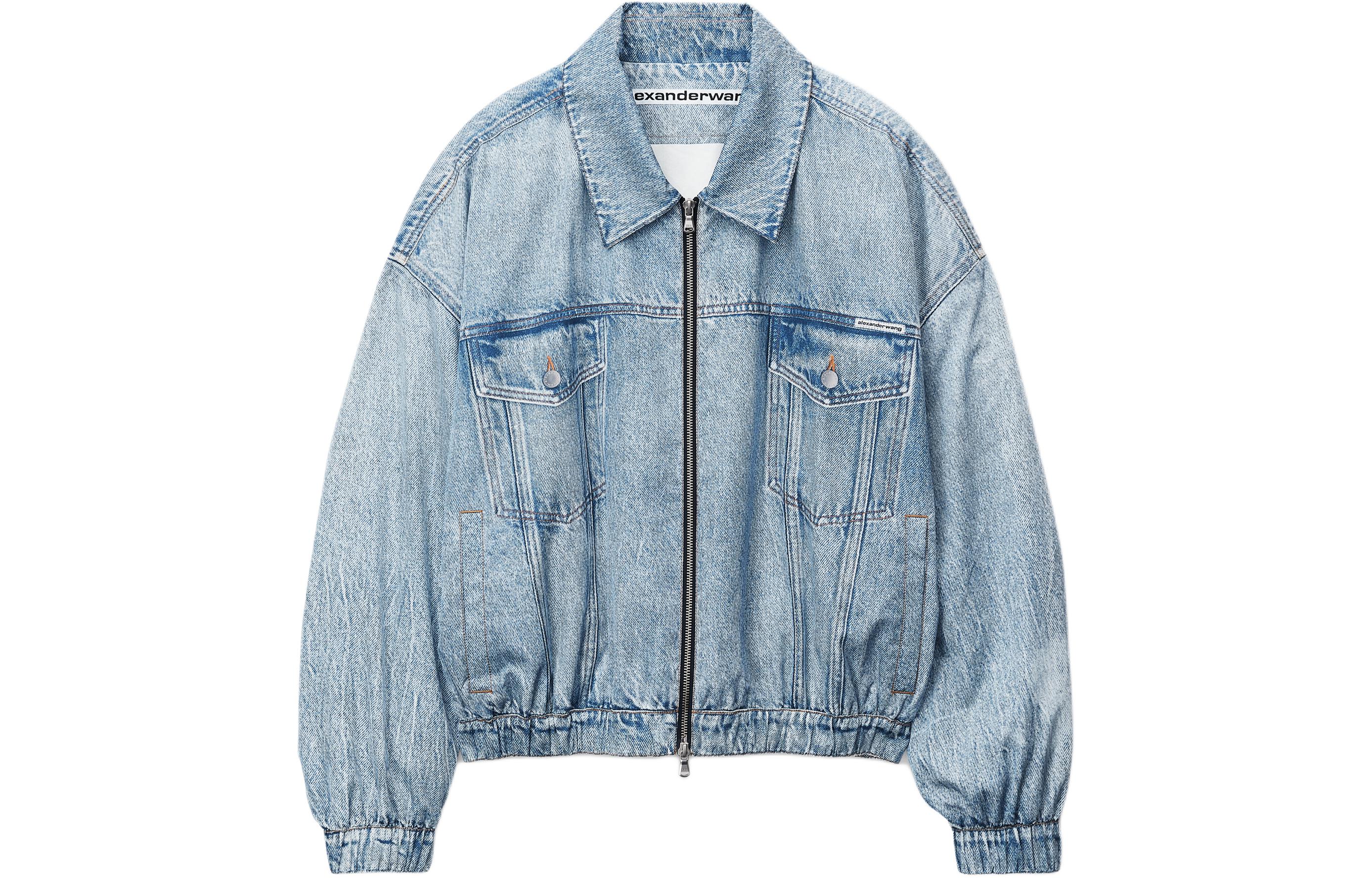 Alexander Wang SS24 Oversized Zip-Up Denim Jacket Unisex Blue UWC12420274-87A