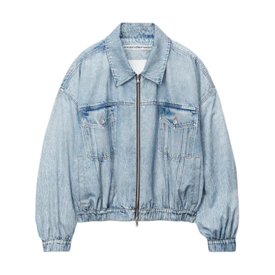 Alexander Wang SS24 Oversized Zip-Up Denim Jacket Unisex Blue UWC12420274-87A