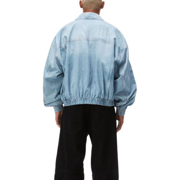 Shop Alexander Wang SS24 Jaket Denim Zip-Up Oversized Biru Uniseks UWC12420274-87A