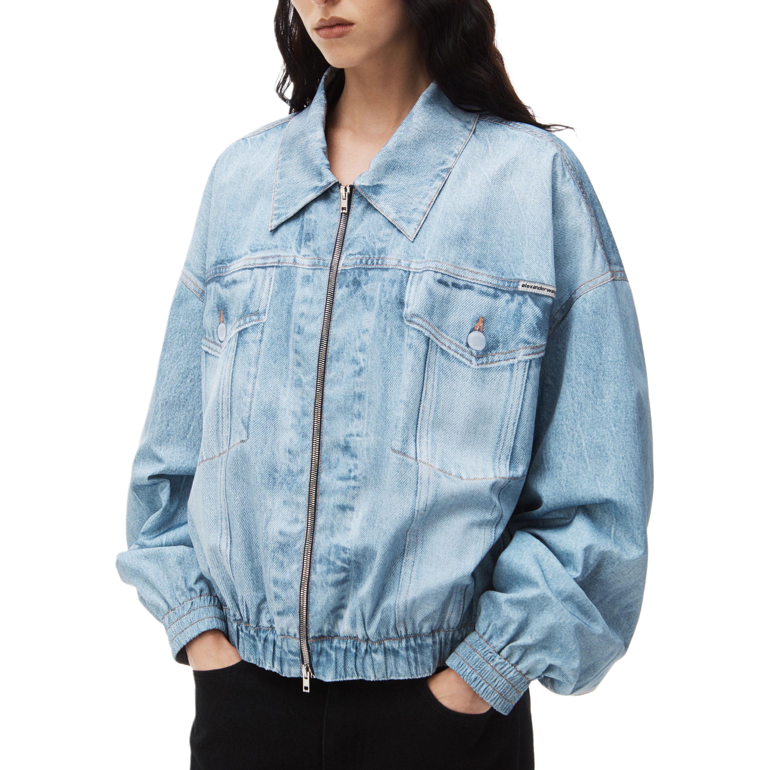 Purchase Alexander Wang SS24 Jaket Denim Zip-Up Oversized Biru Uniseks UWC12420274-87A