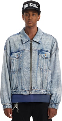 Alexander Wang SS24 Jaket Denim Zip-Up Oversized Biru Uniseks UWC12420274-87A Details for Alexander Wang SS24 Jaket Denim Zip-Up Oversized Biru Uniseks UWC12420274-87A