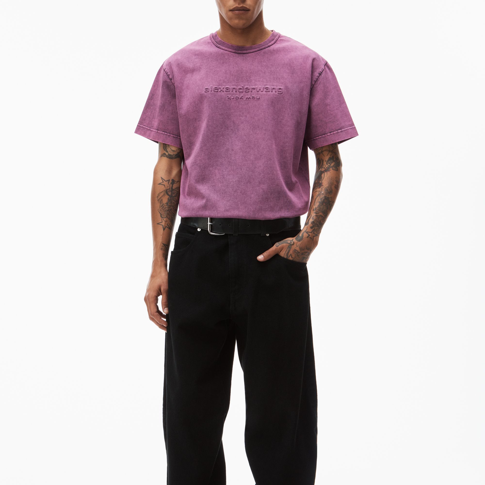 Alexander Wang SS24 Pink Logo Ribbed Knit Crewneck Oversized Unisex T-Shirt. UCC12416979-52A 圖 3