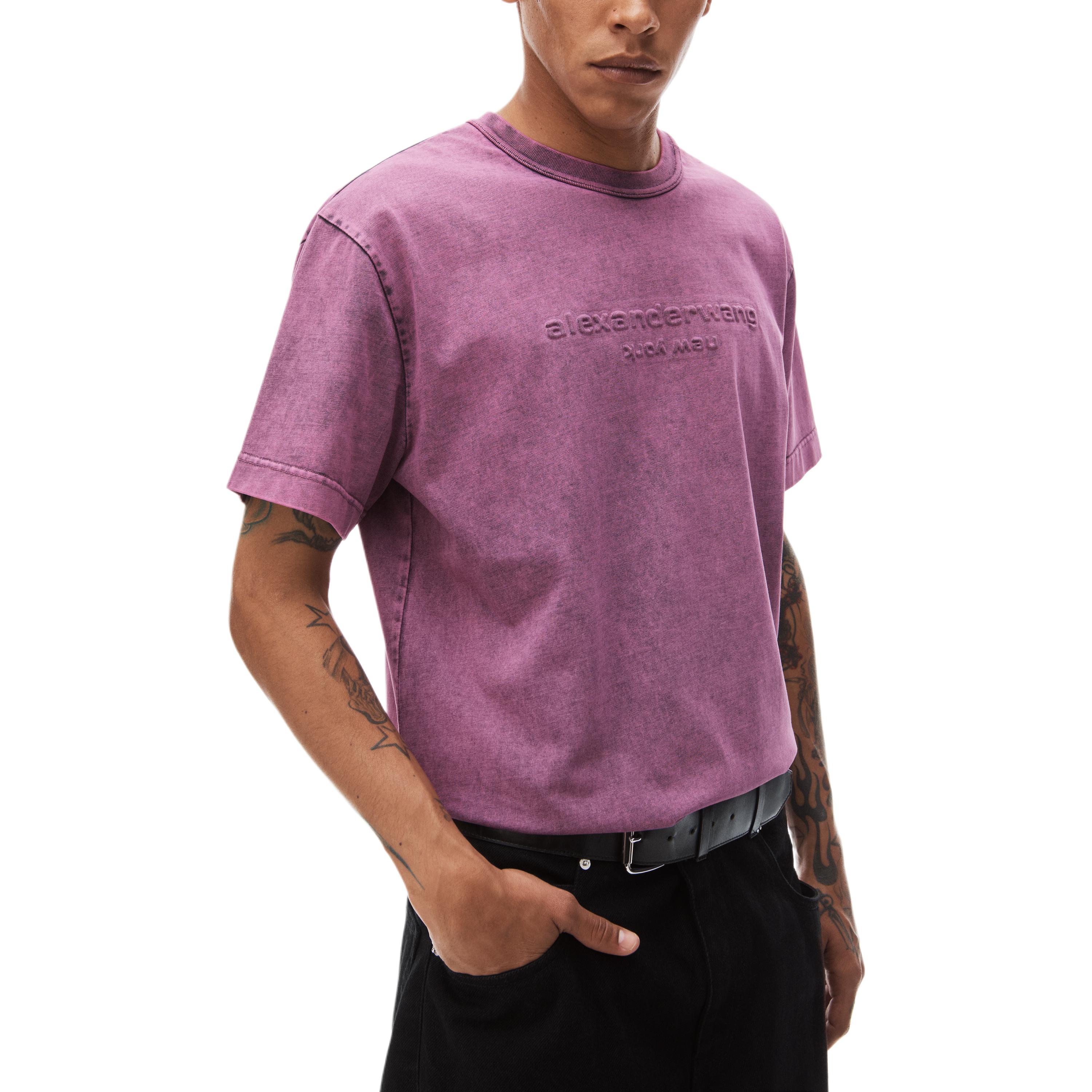 Alexander Wang SS24 Pink Logo Ribbed Knit Crewneck Oversized Unisex T-Shirt. UCC12416979-52A 圖 6