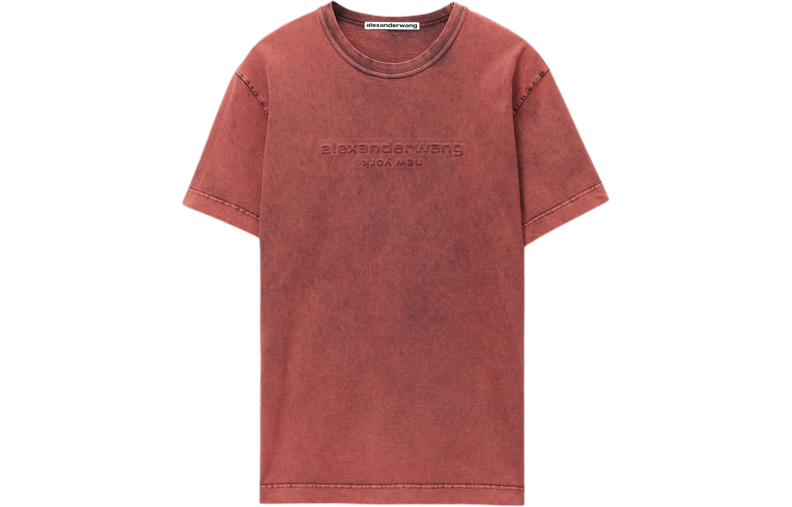 Alexander Wang SS24 Red Logo Ribbed Knit Crewneck Oversized T-Shirt Unisex. UCC12416976-44A