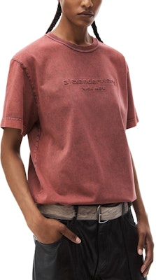 Alexander Wang SS24 Baju T-Shirt Unisex Oversized Merah Logo Knit Ribbed. UCC12416976-44A Details for Alexander Wang SS24 Baju T-Shirt Unisex Oversized Merah Logo Knit Ribbed. UCC12416976-44A