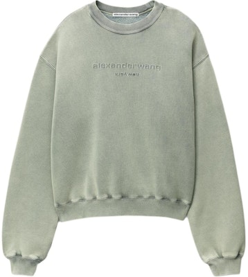 Alexander Wang SS24 Unisex Baju Sejuk Hijau Cetakan Huruf Oversized Acid Wash UCC2241696-Green Buy Alexander Wang SS24 Unisex Baju Sejuk Hijau Cetakan Huruf Oversized Acid Wash UCC2241696-Green