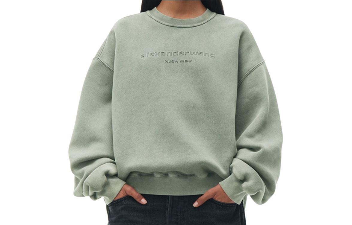 Order Alexander Wang SS24 Unisex Baju Sejuk Hijau Cetakan Huruf Oversized Acid Wash UCC2241696-Green