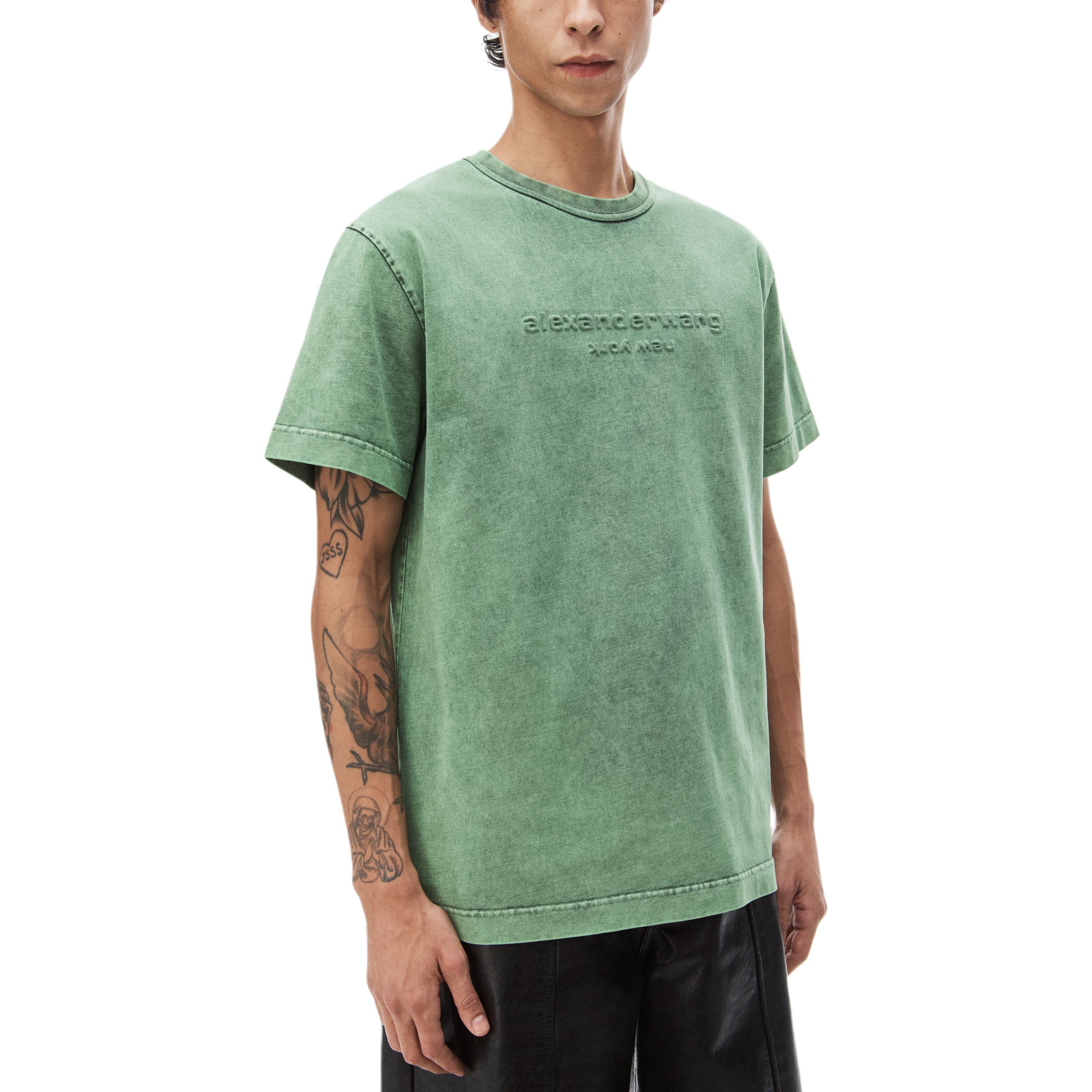 Details for 亚历山大王 SS24 男女同款蕨绿色罗纹宽松针织T恤 UCC12416973-58A