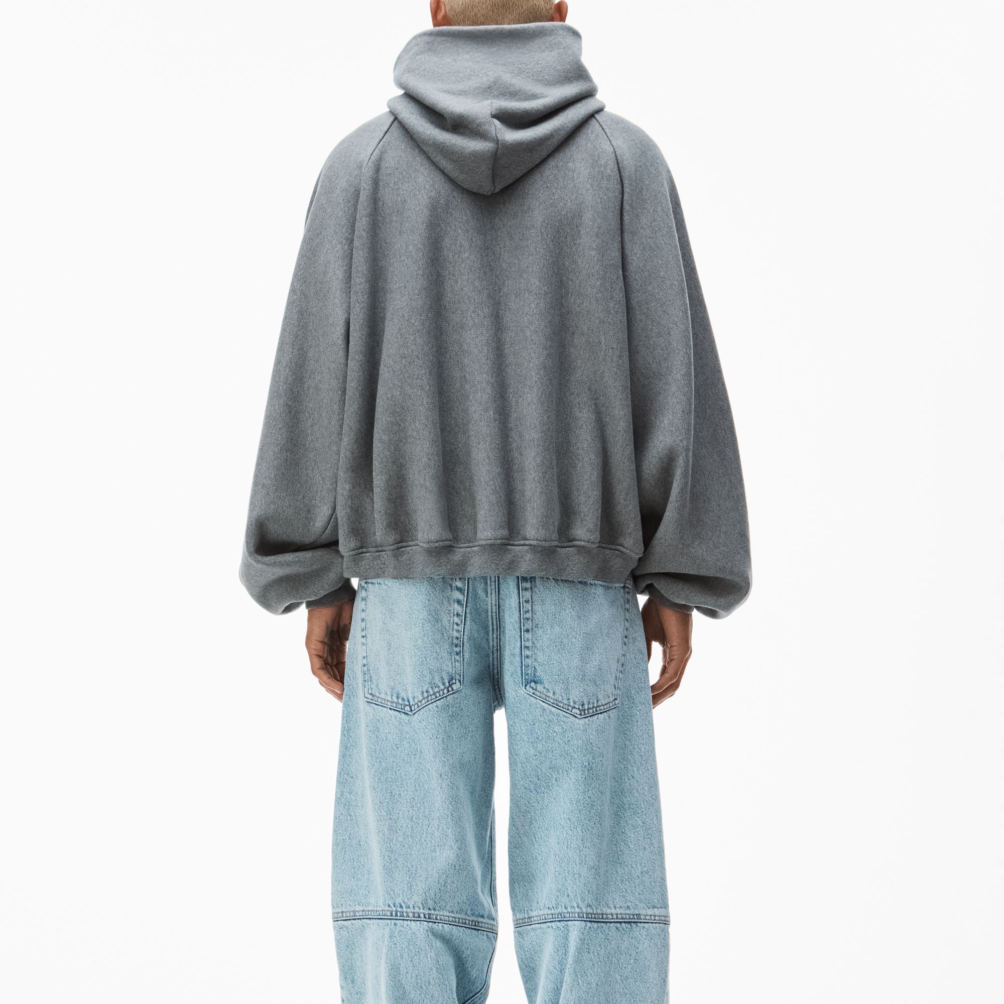 Shop Sudadera Unisex Alexander Wang SS24 Cuello Alto Holgado Gris Raglán. UCC1241673-079