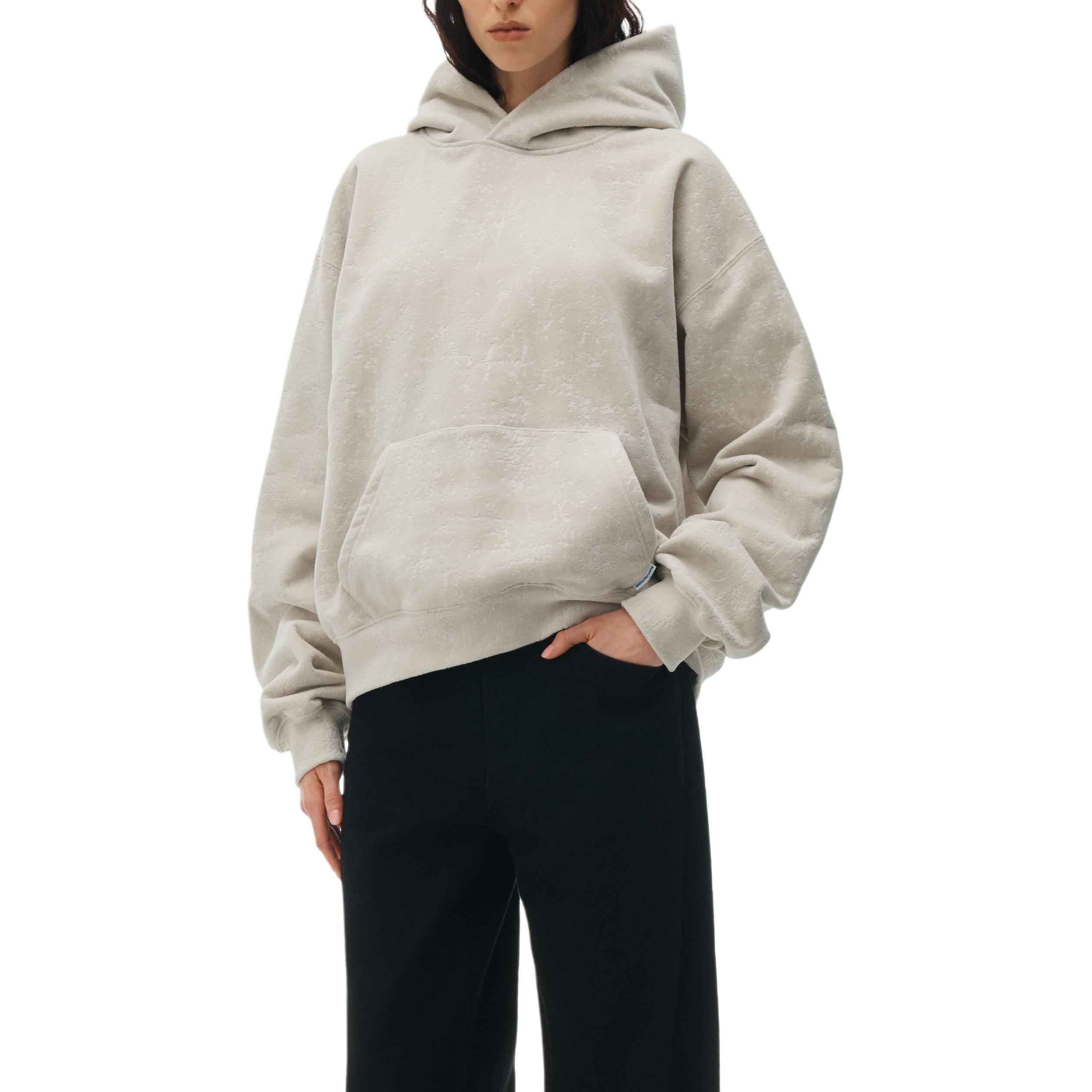 Details for Alexander Wang SS24 Hoodie Unisex Abu-Abu dengan Kantong Kanguru. UCC12416712-69A