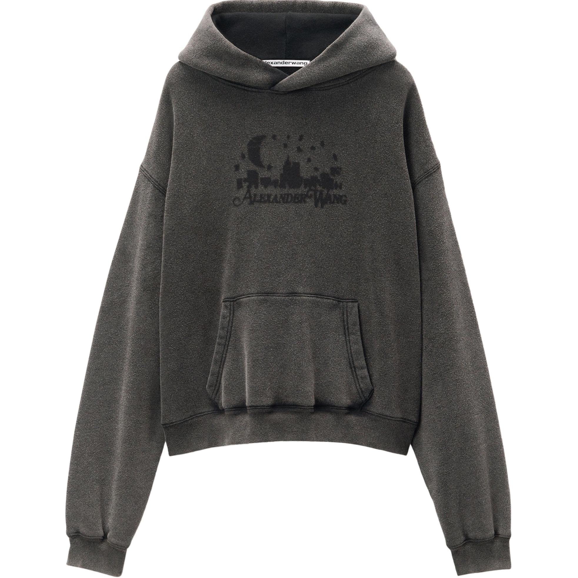Alexander Wang SS24 Unisex Oversized Hoodie Sweatshirt in Charcoal Gray. UCC3241709-GREY