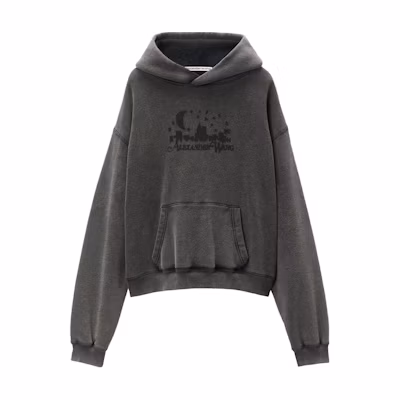 Alexander Wang SS24 Unisex Oversized Hoodie Sweatshirt in Charcoal Gray. UCC3241709-GREY