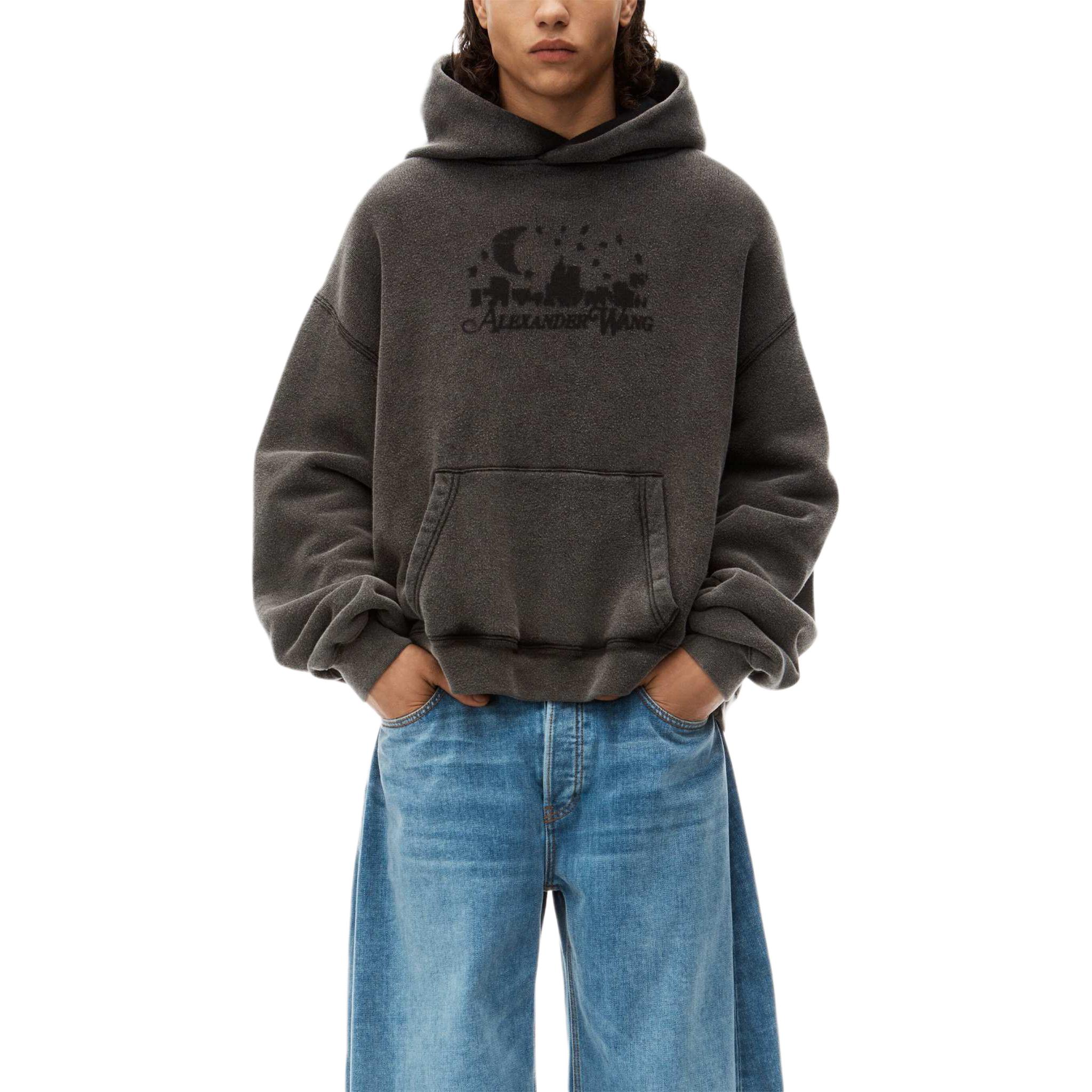 Alexander Wang SS24 Unisex Oversized Hoodie Sweatshirt in Charcoal Gray. UCC3241709-GREY 圖 3