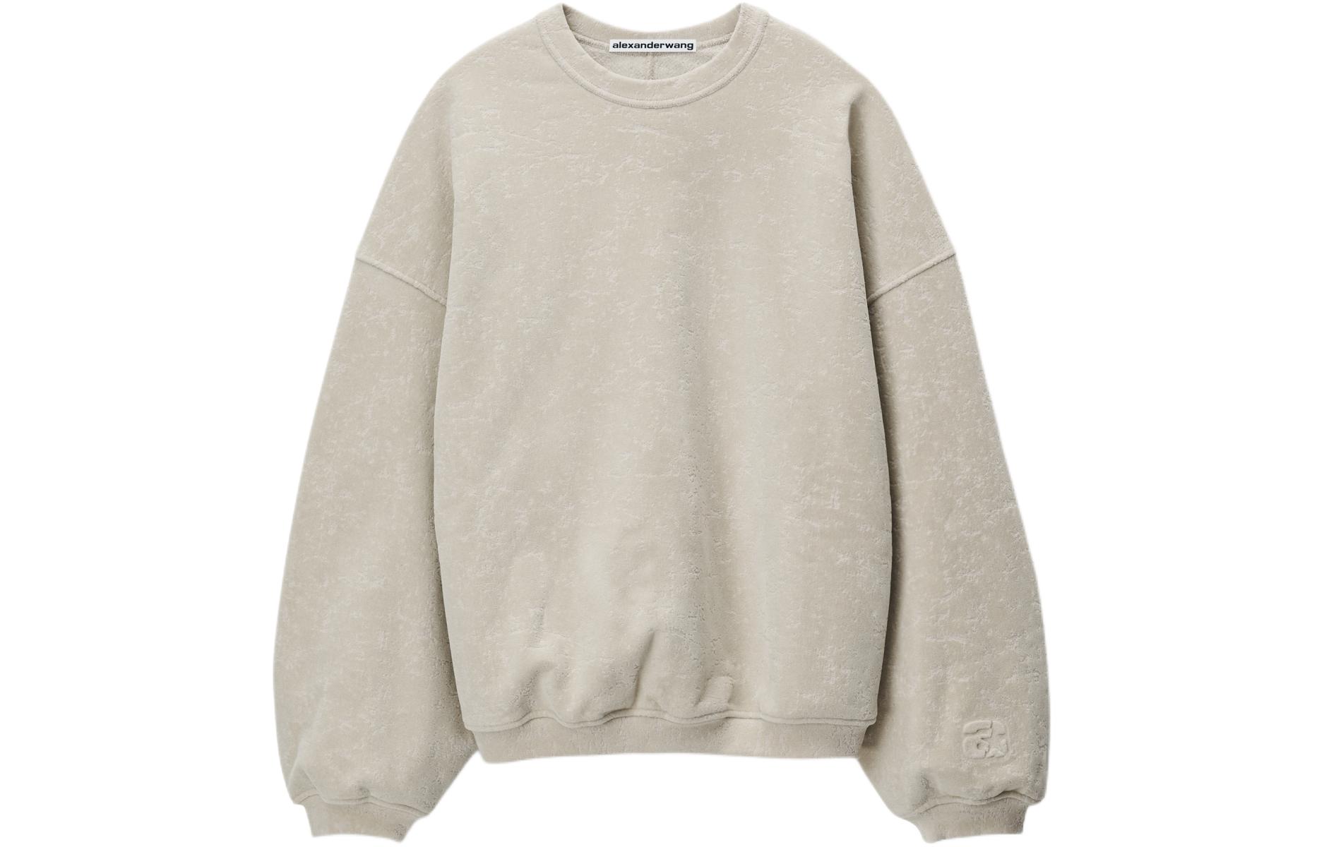 Alexander Wang SS24 Vintage Flocked Terry Long Sleeve Sweatshirt Grey 6CC1241039-028