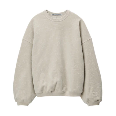 Alexander Wang SS24 Vintage Flocked Terry Long Sleeve Sweatshirt Grey 6CC1241039-028