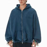 Lookbook Alexander Wang SS25 拉鍊Logo刺繡連帽上衣 男女款 羅紋下擺設計 UCC3252065421B