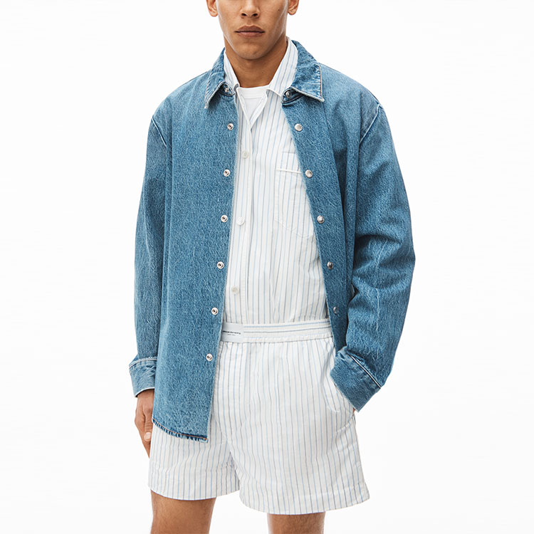 Sizing Alexander Wang Seluar Pendek Berjalur Uniseks Putih. UWC2224038-100