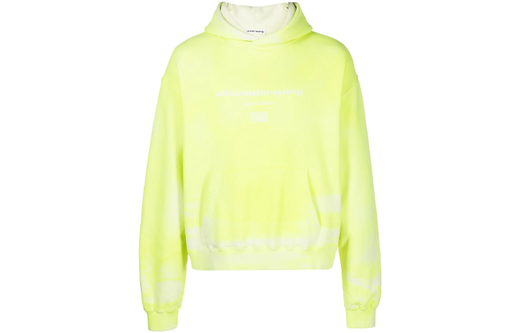 Alexander Wang Tie-Dye Logo Hoodie Unisex Yellow Long Sleeve Sweatshirt. UCC3211447-733