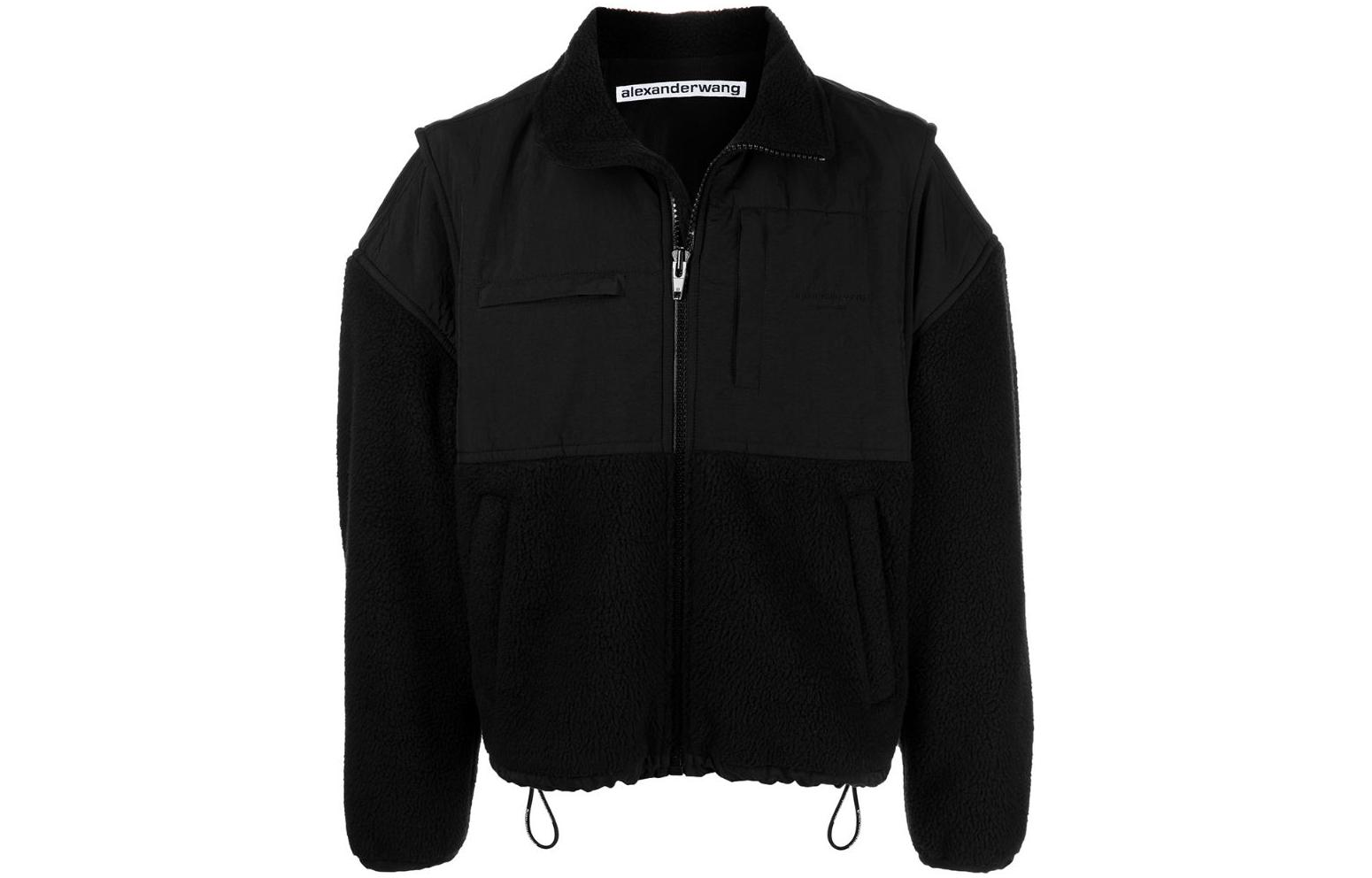 Alexander Wang Unisex Black Patchwork Stand Collar Long Sleeve Jacket UCC1233008-001