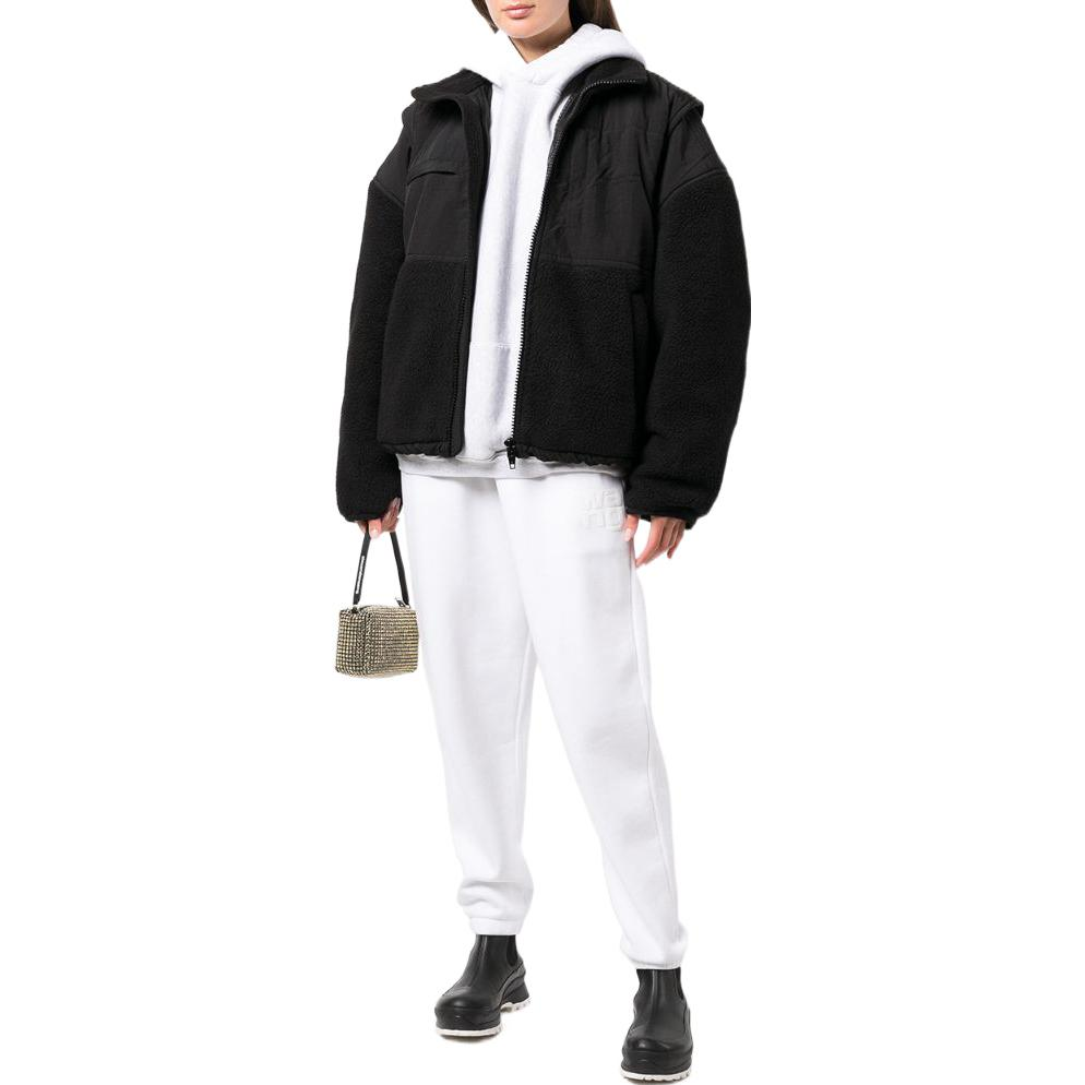 Shop Alexander Wang Unisex Black Patchwork Stand Collar Long Sleeve Jacket UCC1233008-001