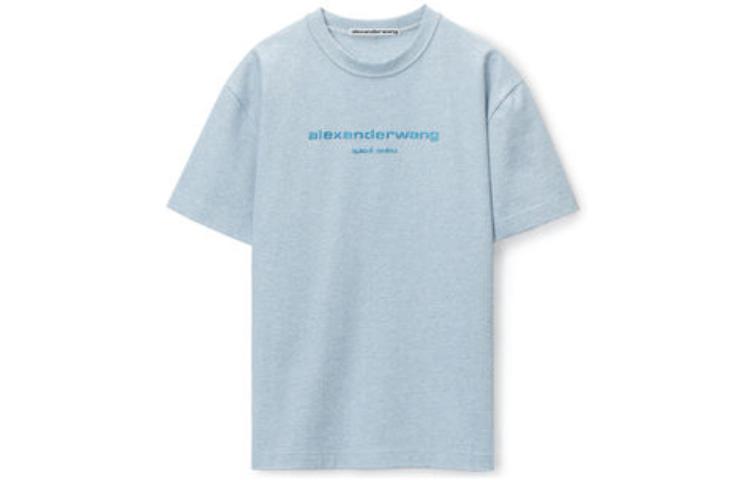 Alexander Wang Unisex Blue Crewneck Letter Print Short Sleeve T-Shirt UCC32316404-51A