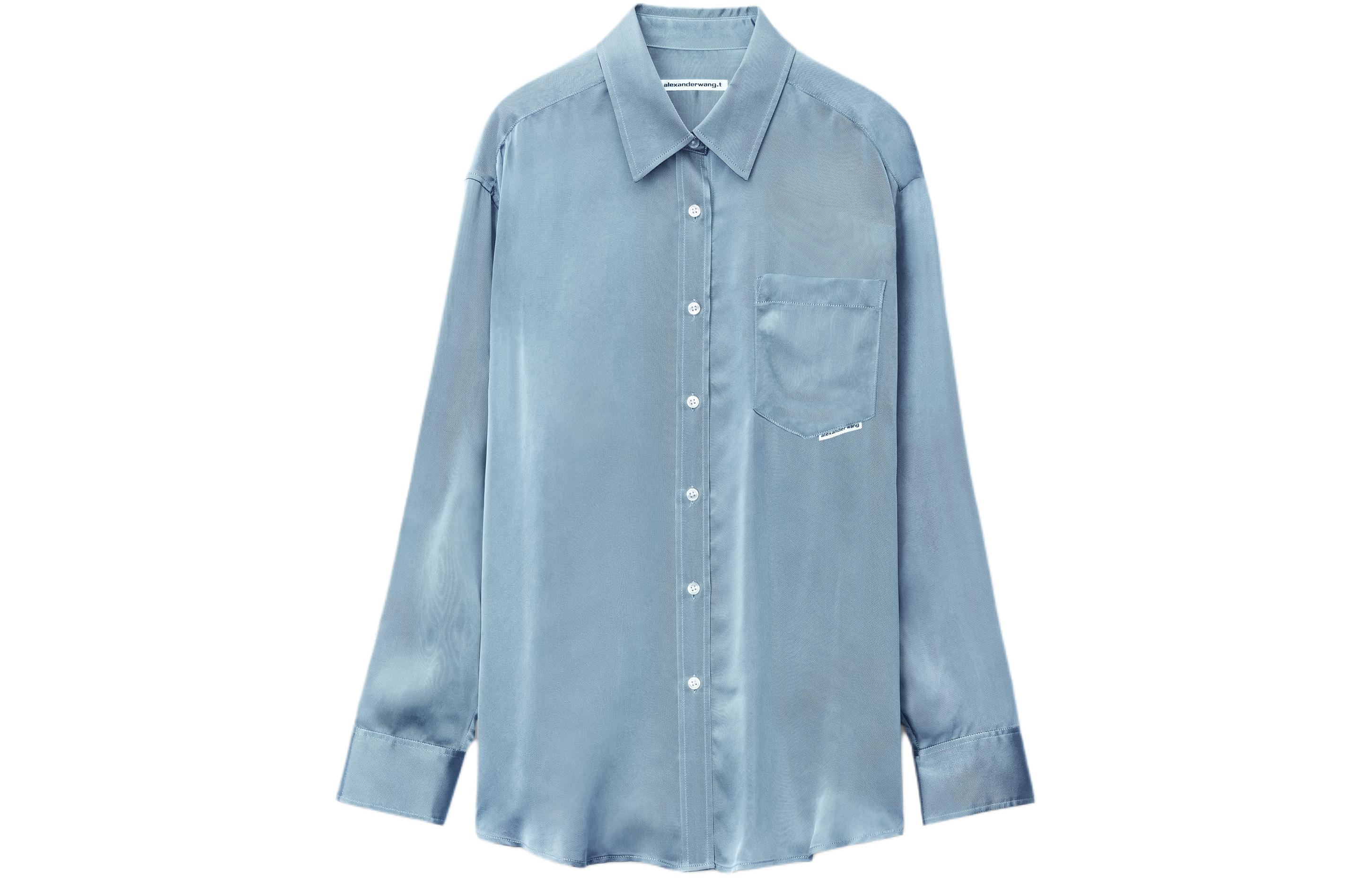 Order Alexander Wang Unisex Fitted Long Sleeve Shirt Blue 4WC12414564-60A