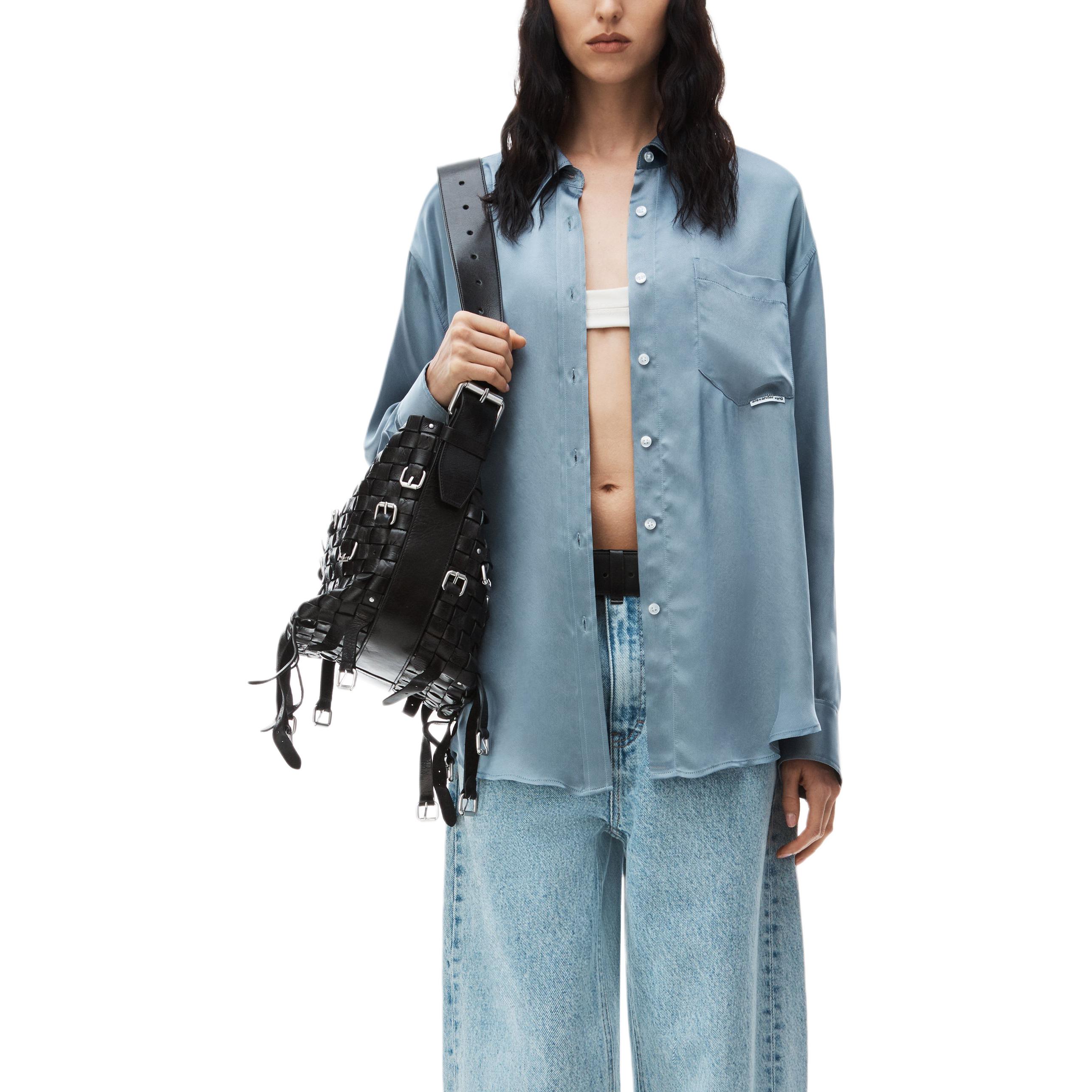 Purchase Alexander Wang Unisex Fitted Long Sleeve Shirt Blue 4WC12414564-60A