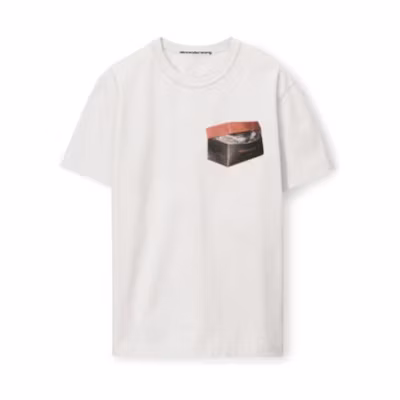 Alexander Wang Unisex Loose Graphic Print Crewneck White T-Shirt UCC4231673-083