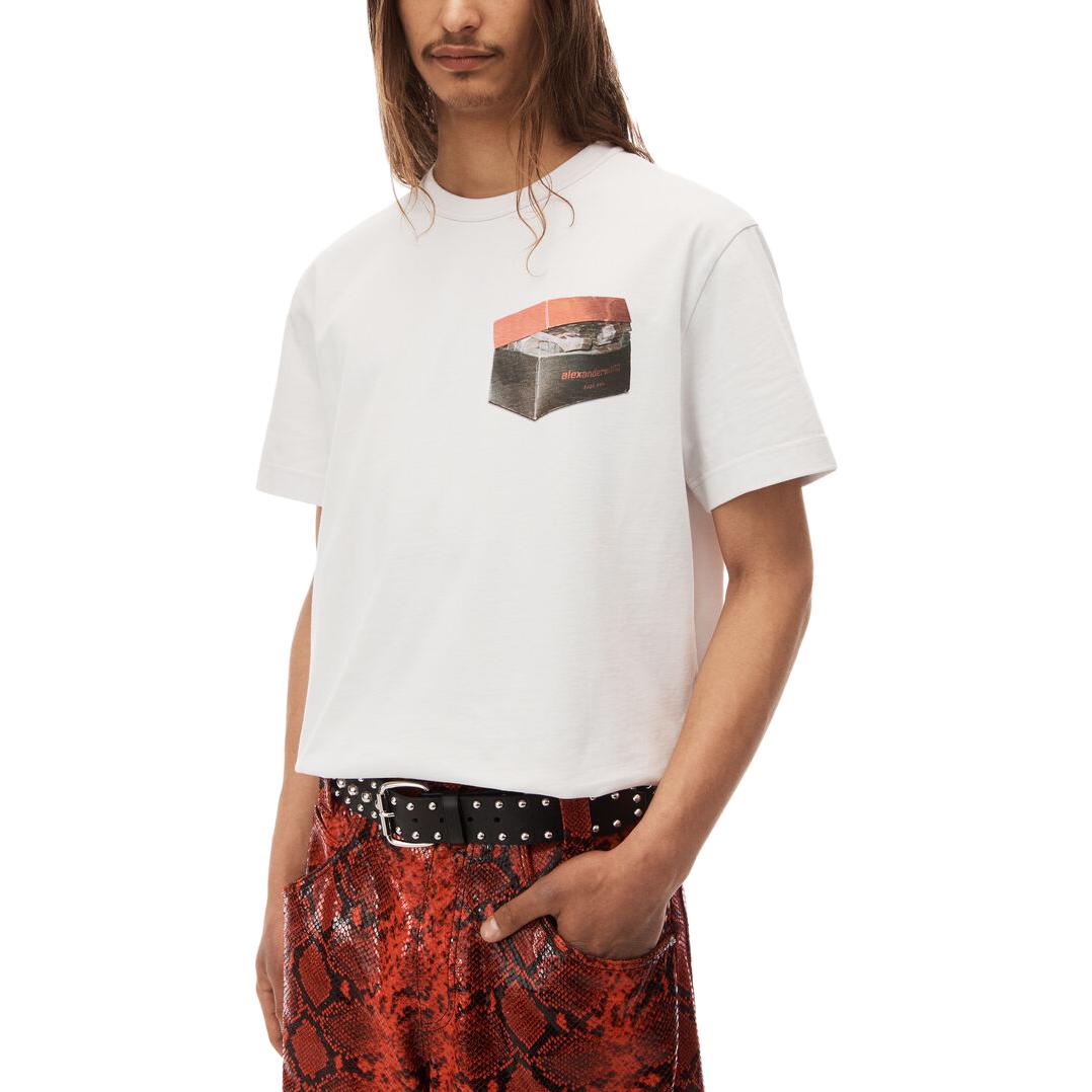 Shop 亞歷山大王中性寬鬆圖案印花白色圓領T恤 UCC4231673-083