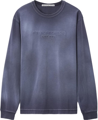 亚历山大王男女同款海军蓝logo印花宽松长袖针织T恤 UCC4231665-506 Buy 亚历山大王男女同款海军蓝logo印花宽松长袖针织T恤 UCC4231665-506