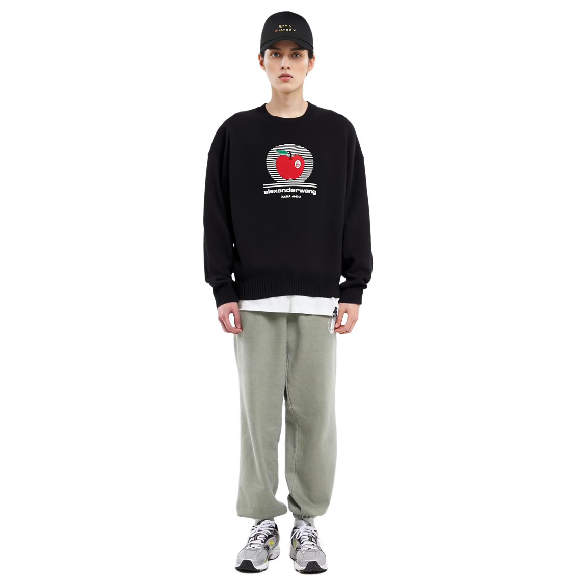 Shop Sudadera Unisex Negra Alexander Wang Oversize con Estampado de Comida. 1KC3231041-001