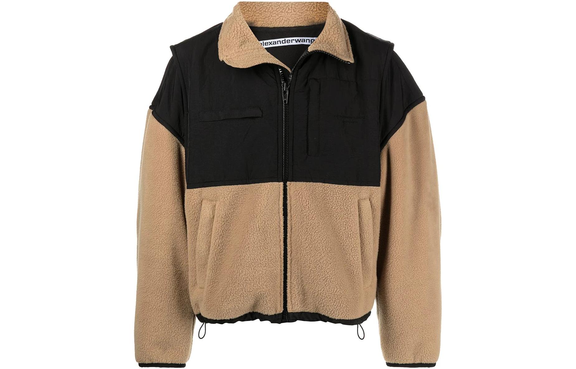 Alexander Wang Unisex Patchwork Zip-Up Jacket Camel Brown UCC1233008-925