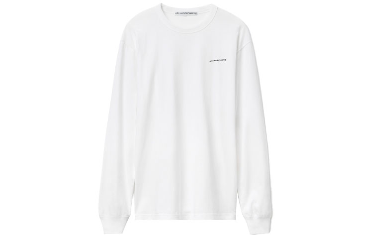 Order Alexander Wang Unisex Putih Kaos Lengan Panjang Katun High-Twist. UCC3211013-100