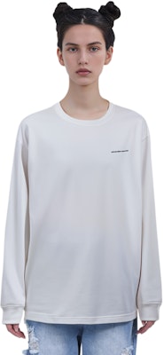 Alexander Wang Unisex Putih Kaos Lengan Panjang Katun High-Twist. UCC3211013-100 Sizing Alexander Wang Unisex Putih Kaos Lengan Panjang Katun High-Twist. UCC3211013-100