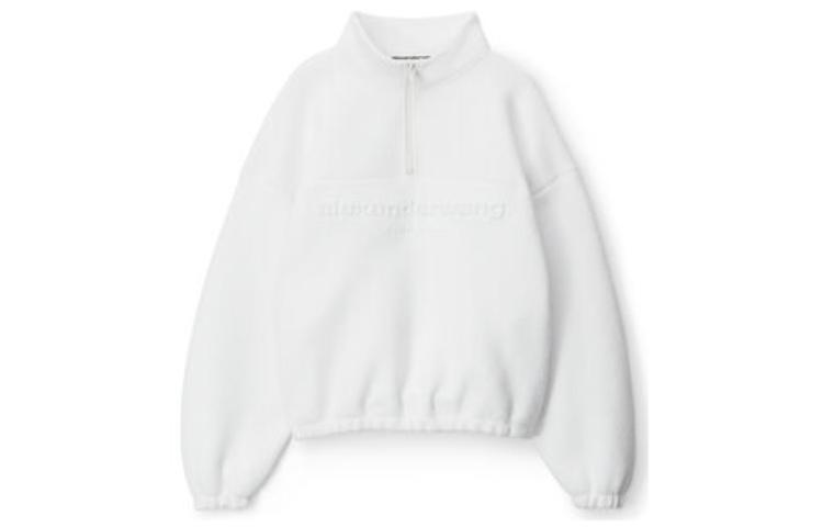 Alexander Wang White Monogram Jacquard Zip-Up High-Neck Sweatshirt 6CC3231021-100