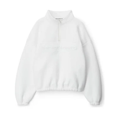 Alexander Wang White Monogram Jacquard Zip-Up High-Neck Sweatshirt 6CC3231021-100