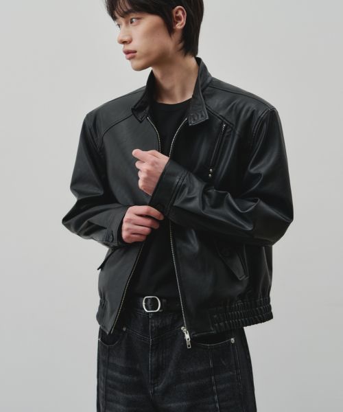 Lookbook ALICE Defined Leather Harrington Jacket [Black] ALSJK6103BK