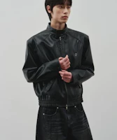 Shop ALICE 經典黑色皮革哈靈頓夾克 ALSJK6103BK