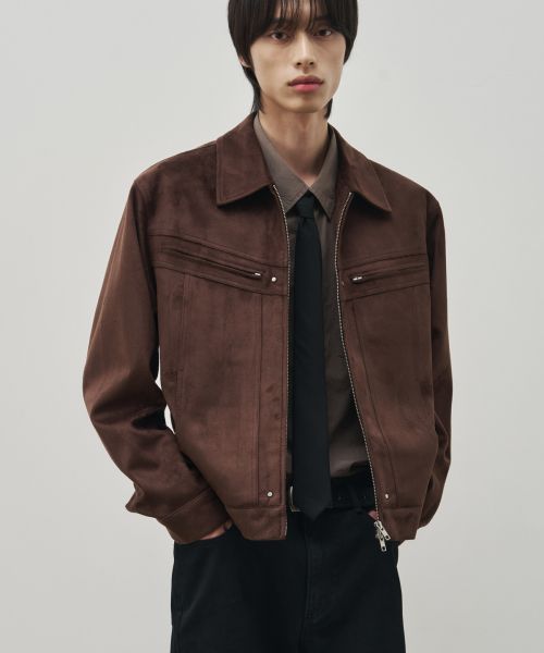 ALICE Diagonal Suede Trucker Jacket [Brown] ALSJK5102BR