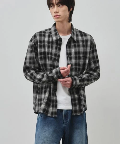 alice-failed-check-cropped-shirt-black-alssh-6321-bk