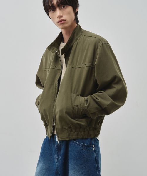 ALICE Linear Harrington Cotton Crop Jacket [Washed Khaki] ALSJK6303KK