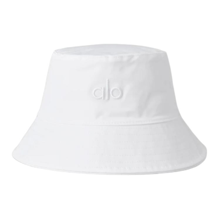 ALO Logo Canvas Bucket Hat White Unisex Couple Style A0495U-WHITE